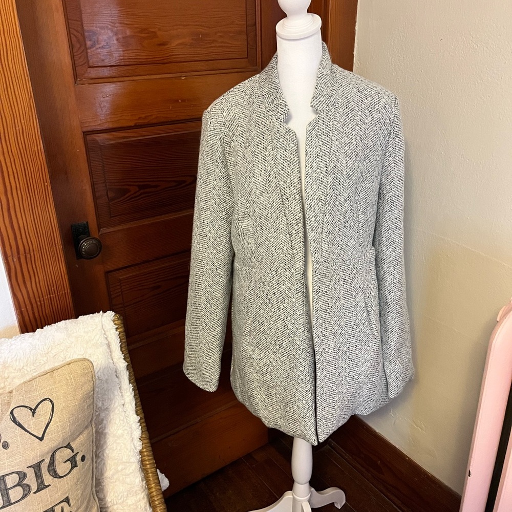 Vici Black and White Herringbone Blazer